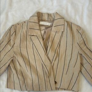 ASTR Beige and Black Striped Blazer